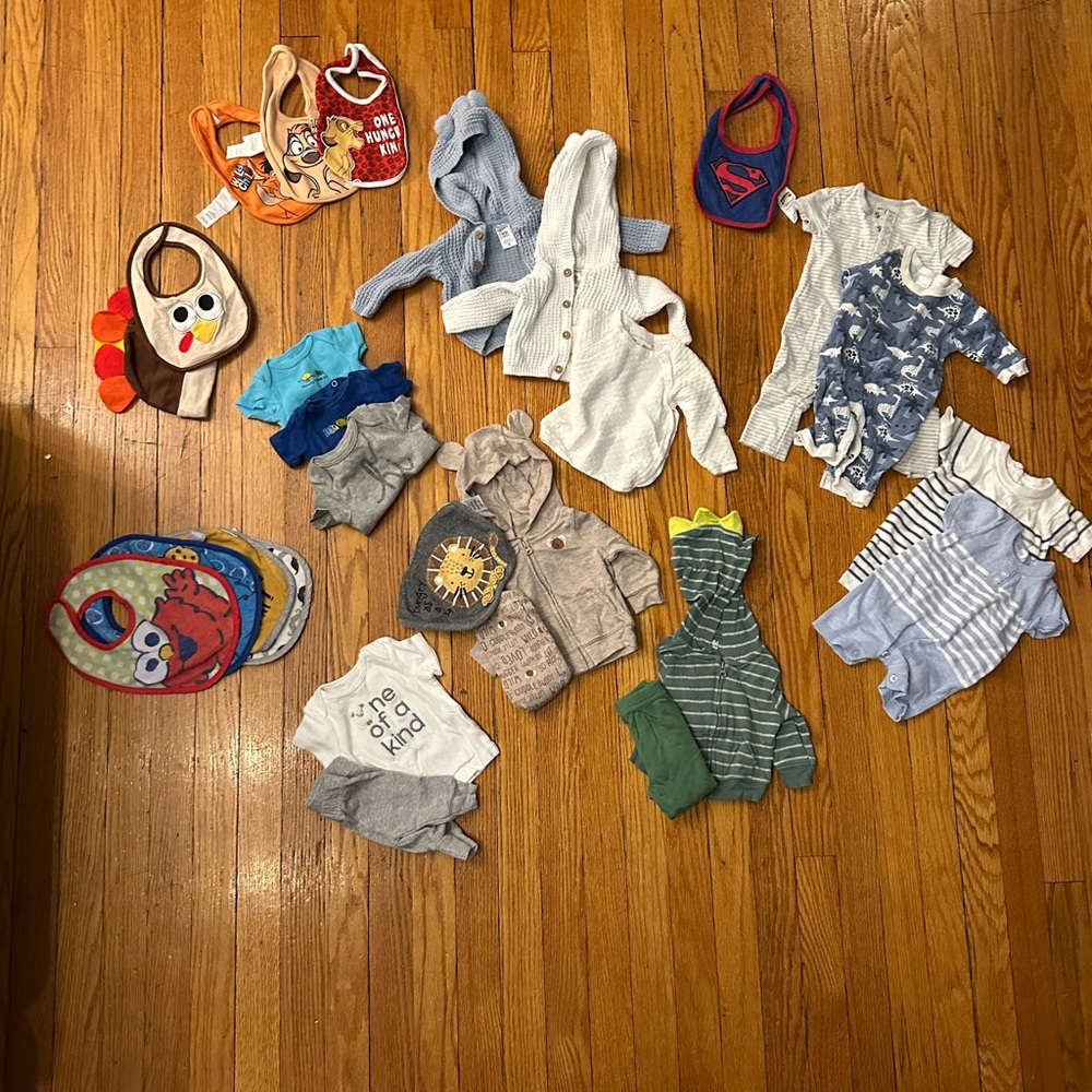 Assorted Lot Premie & Newborn Baby Clothing and Bibs